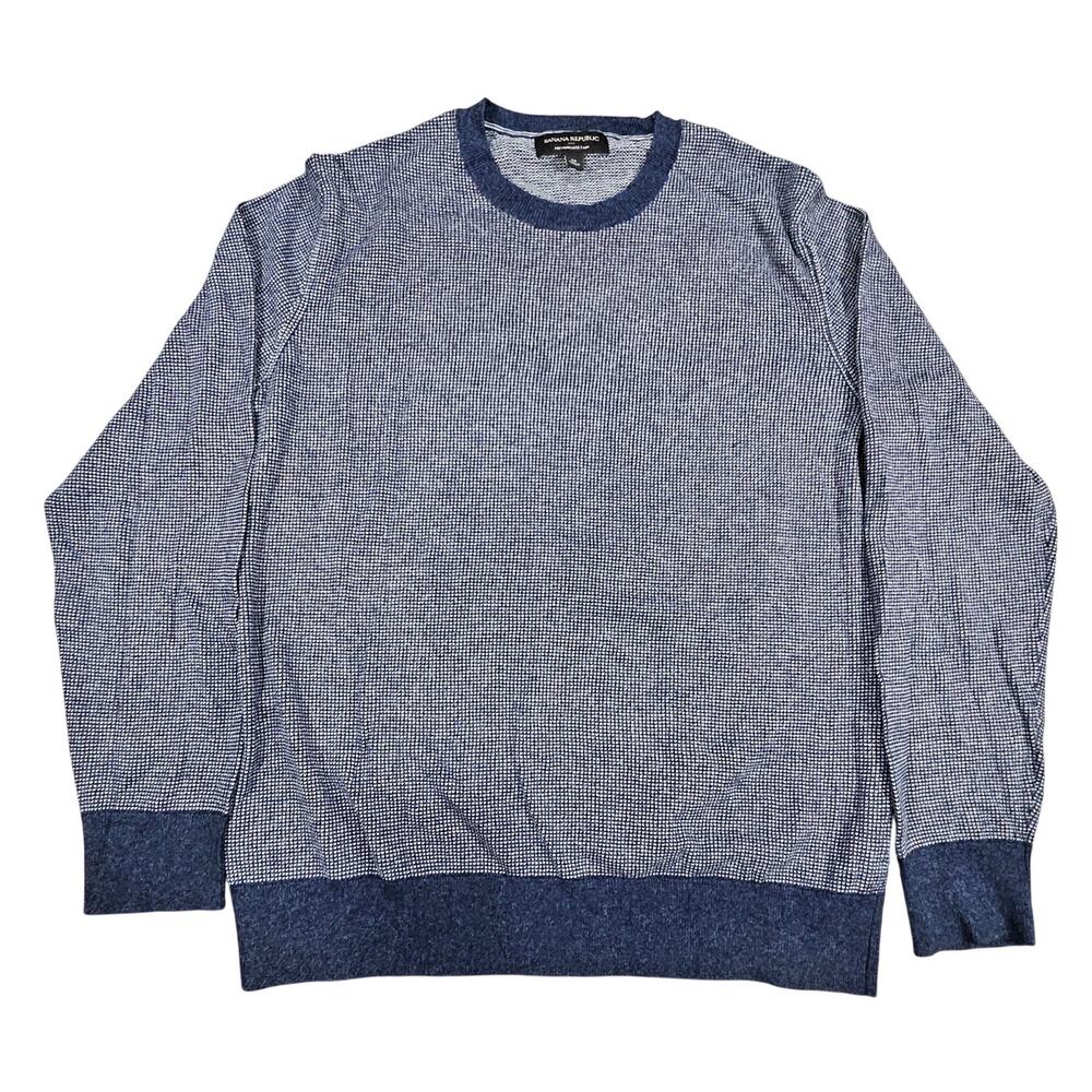 BANANA REPUBLIC PREMIUM LUXE YARN CREWNECK SWEATER – MEN’S MEDIUM – BLUE